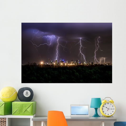 Thunderstorm over Melbourne City Wall Decal