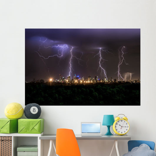 Thunderstorm over Melbourne City Wall Decal