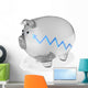 Transparent piggy bank with blue graph inside. Wall Decal