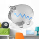 Transparent piggy bank with blue graph inside. Wall Decal