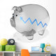 Transparent piggy bank with blue graph inside. Wall Decal