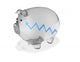 Transparent piggy bank with blue graph inside. Wall Decal