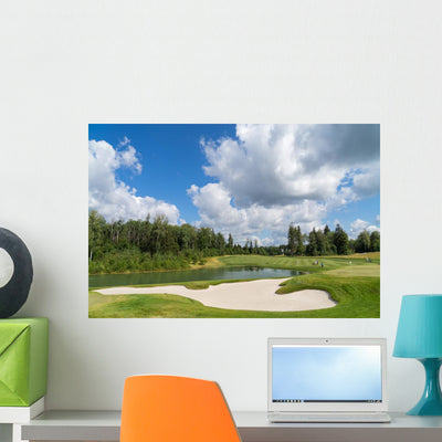 Golf Course In The Sunlight Wall Decal shown on a wall
