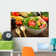 Fruit and vegetable salad in a bowl on wooden table Wall Decal