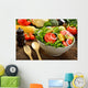 Fruit and vegetable salad in a bowl on wooden table Wall Decal