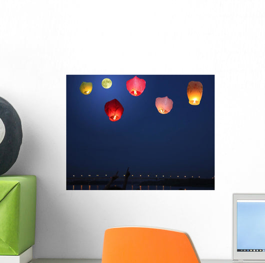 Multi-colored Lanterns Sky Wall Decal