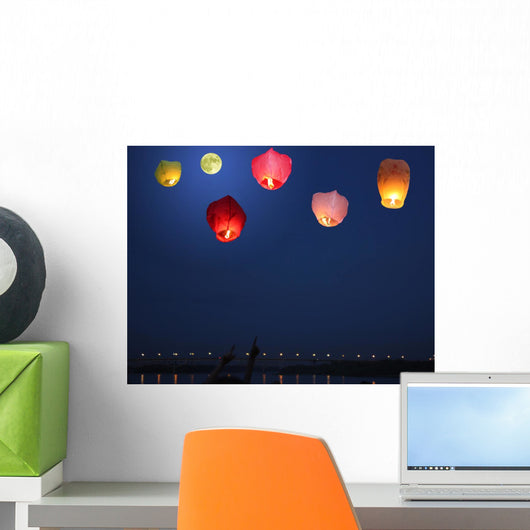 Multi-colored Lanterns Sky Wall Decal
