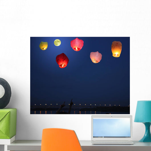 Multi-colored Lanterns Sky Wall Decal