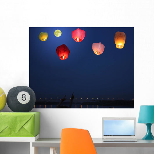 Multi-colored Lanterns Sky Wall Decal