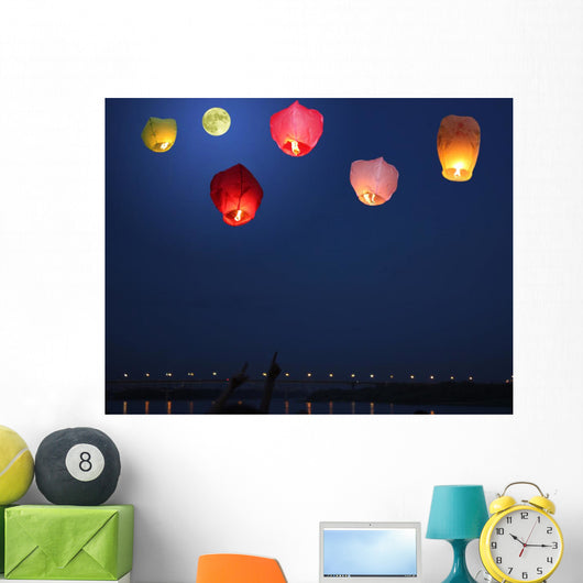 Multi-colored Lanterns Sky Wall Decal