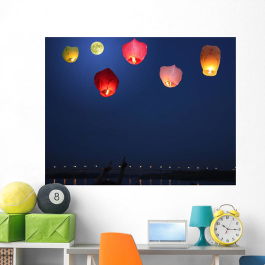 Multi-colored Lanterns Sky Wall Decal