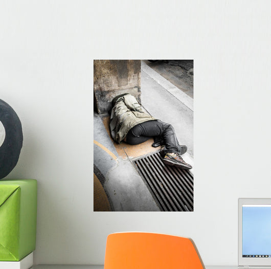 Senzatetto Sdraiato per Terra Wall Decal