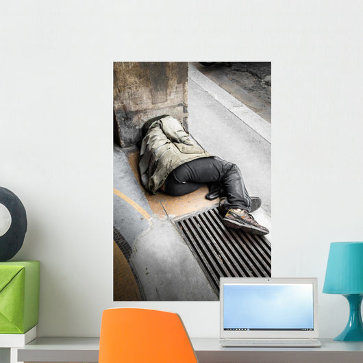 Senzatetto Sdraiato per Terra Wall Decal