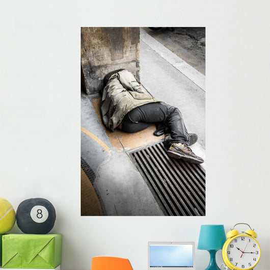 Senzatetto Sdraiato per Terra Wall Decal