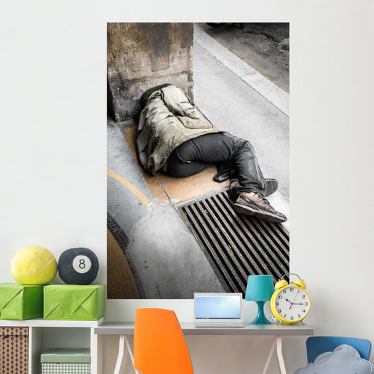 Senzatetto Sdraiato per Terra Wall Decal