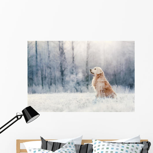 Golden Retriever Sits Frost Wall Decal