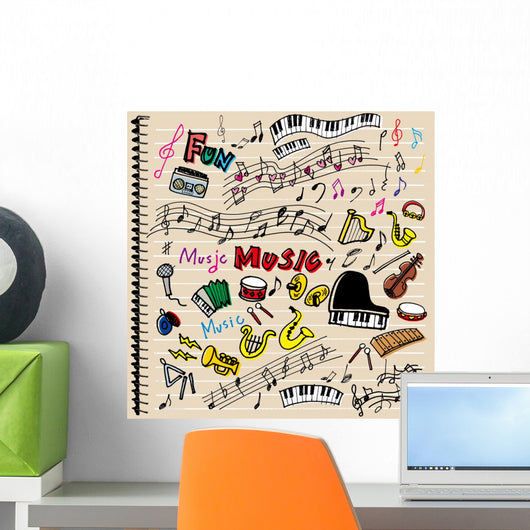 Music Notebook with Drawings Wall Decal