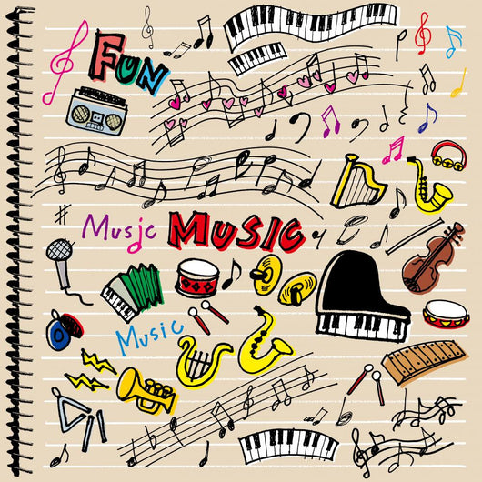 Music Notebook with Drawings Wall Decal