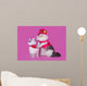 Cat In A Pink Dress And Hat With A Baby Carriage And A Toy On A Wall Decal