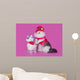 cat in a pink dress and hat with a baby carriage and a toy on a Wall Decal