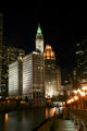 Chicago River Night Vertical