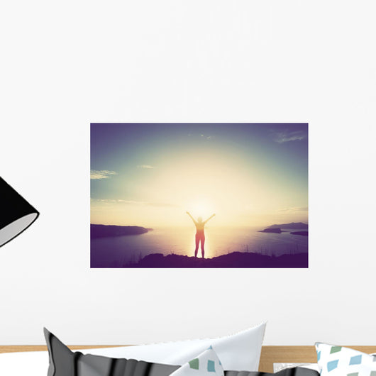 Happy Woman with Hands Wall Decal
