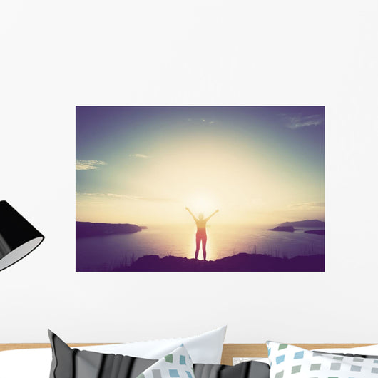 Happy Woman with Hands Wall Decal