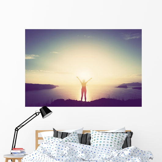 Happy Woman with Hands Wall Decal