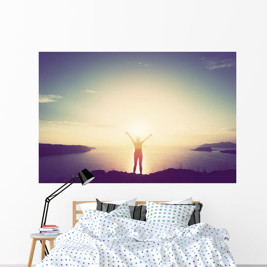Happy Woman with Hands Wall Decal