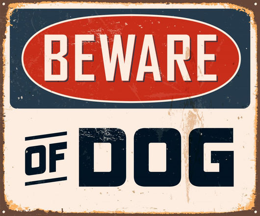 Vintage Metal Sign - Beware of Dog - Vector EPS10. Wall Decal