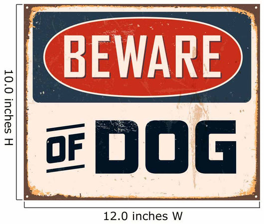 Vintage Metal Sign - Beware of Dog - Vector EPS10. Wall Decal