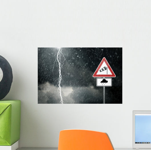 Thunderstorm Bad Weather Caution Risk Wall Decal