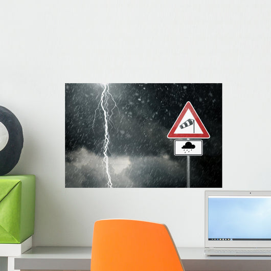 Thunderstorm Bad Weather Caution Risk Wall Decal