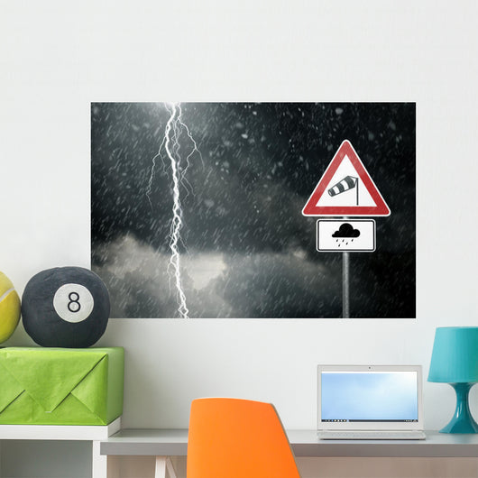 Thunderstorm Bad Weather Caution Risk Wall Decal