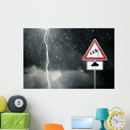 Thunderstorm Bad Weather Caution Risk Wall Decal