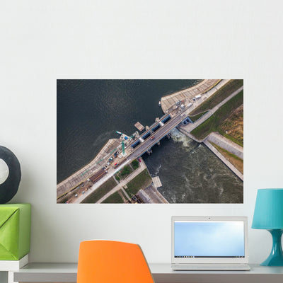 Aerial Nysa Town Water Wall Decal shown on a wall