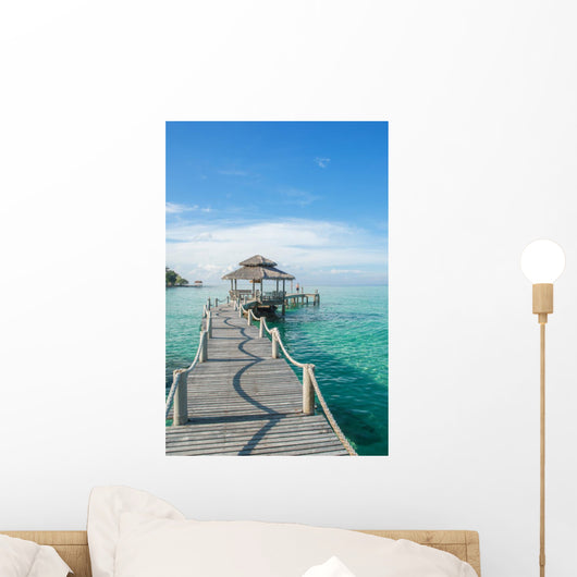 Tropical hut and wooden bridge at holiday resort ,Phuket Wall Decal