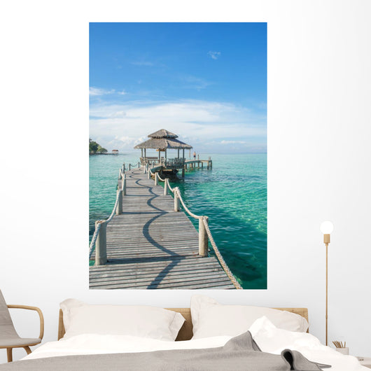Tropical hut and wooden bridge at holiday resort ,Phuket Wall Decal