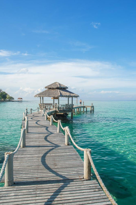 Tropical hut and wooden bridge at holiday resort ,Phuket Wall Decal