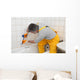 Worker Plumber Caulking Bath Wall Decal