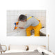 Worker Plumber Caulking Bath Wall Decal