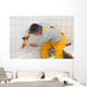 Worker Plumber Caulking Bath Wall Decal