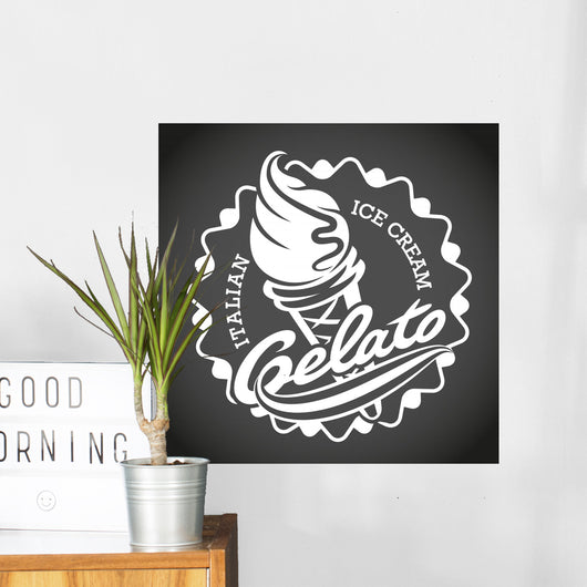 Ice cream label. Vector illustration Wall Decal