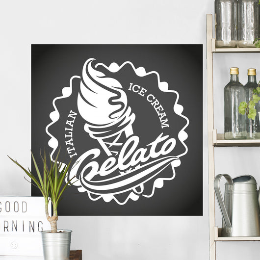 Ice cream label. Vector illustration Wall Decal