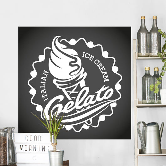 Ice cream label. Vector illustration Wall Decal