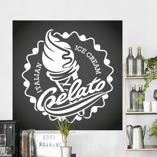 Ice cream label. Vector illustration Wall Decal
