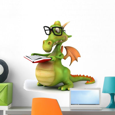 Fun Dragon Wall Decal shown on a wall