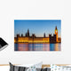 London at night: Houses of Parliament and Big Ben Wall Decal