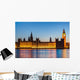 London at night: Houses of Parliament and Big Ben Wall Decal