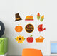 Cute Autumn Fall Thanksgiving Wall Decal Sticker Set